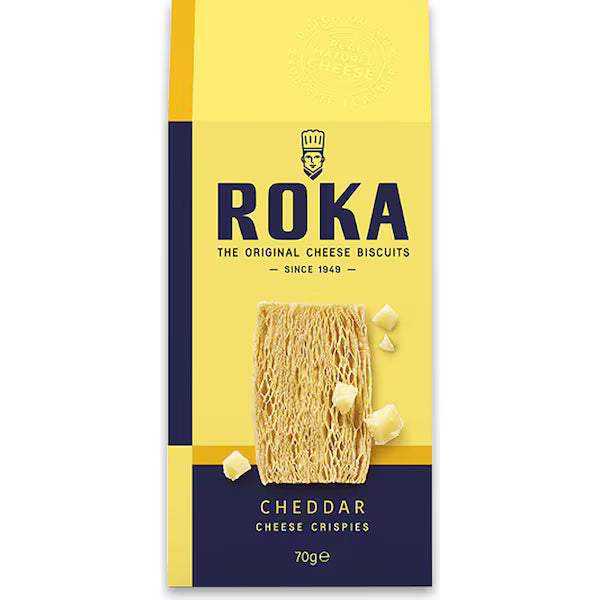ROKA CHEESE CRISPIES, CHEDDAR - 70GM