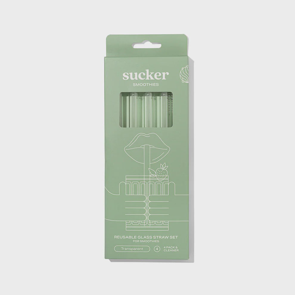 Reusable Glass Smoothie Straws - Transparent
