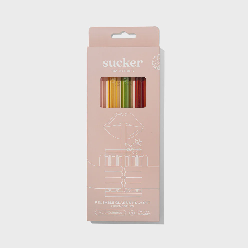 Reusable Glass Smoothie Straws - Multi-Colour