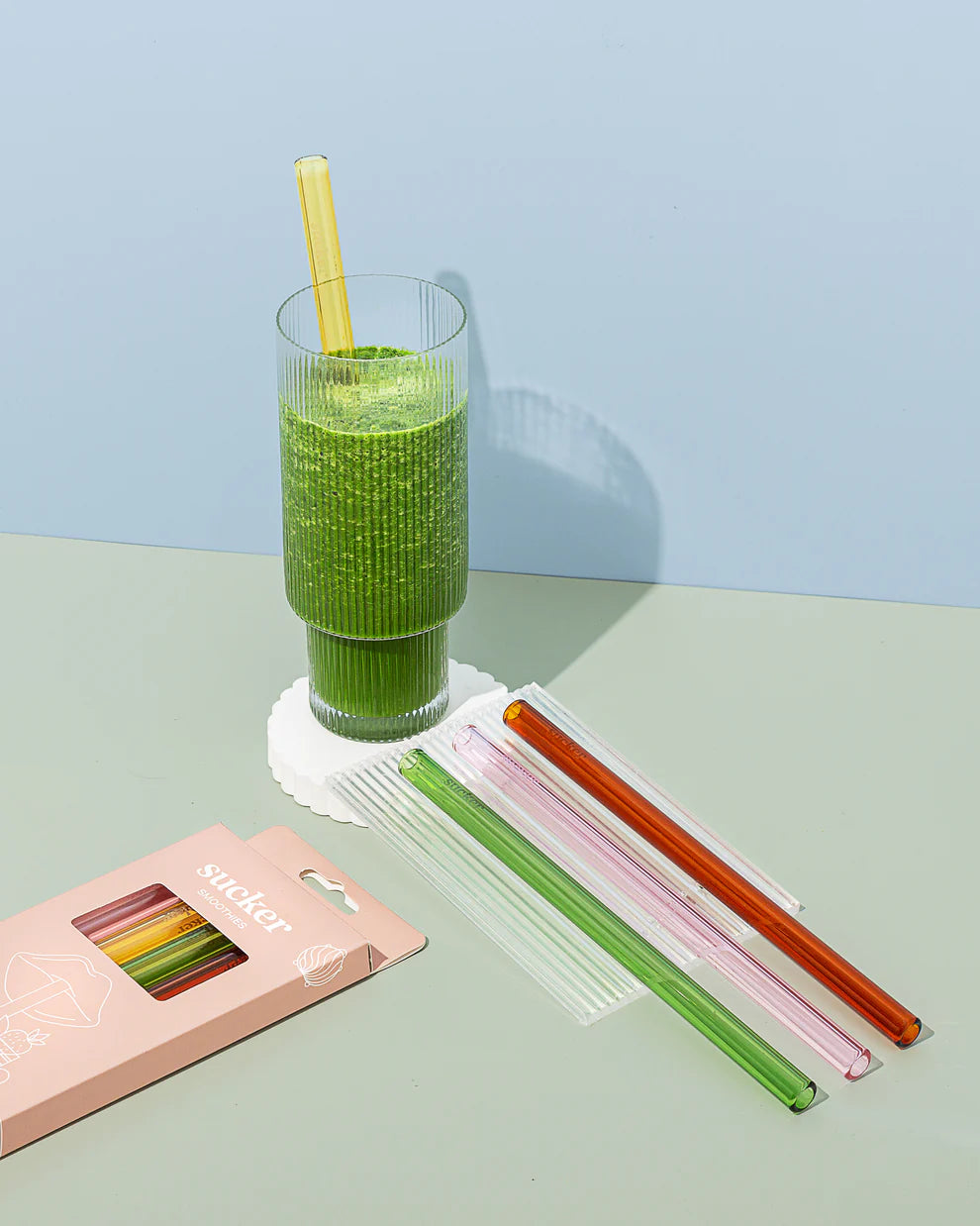 Reusable Glass Smoothie Straws - Multi-Colour