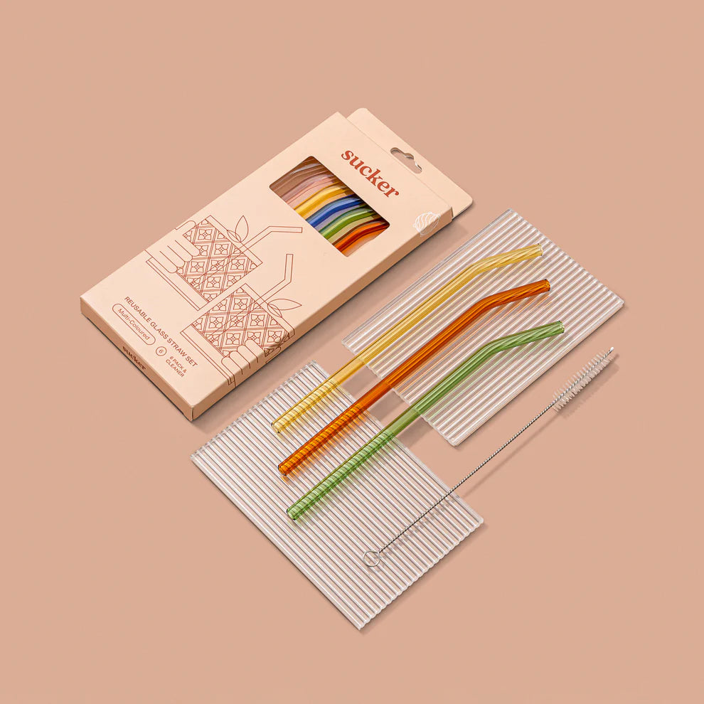 Reusable Glass Drinking Straws - Multi-Colour