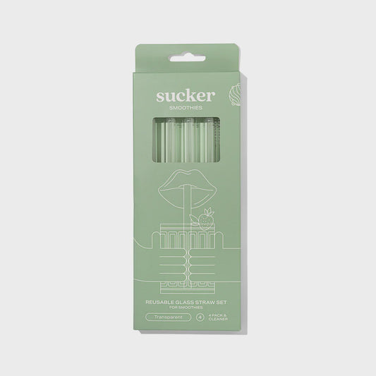 Reusable Glass Smoothie Straws - Transparent