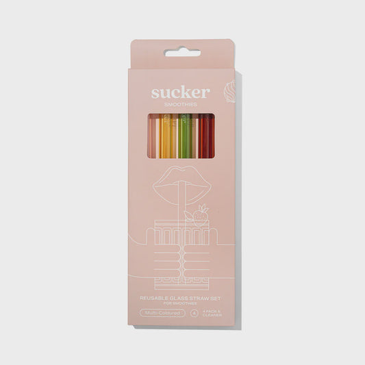 Reusable Glass Smoothie Straws - Multi-Colour