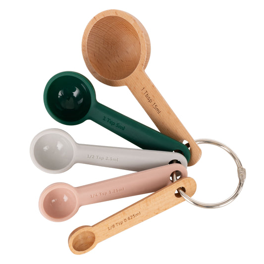 Forest Silicone/Wood Measuring Spoon Set