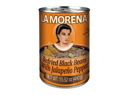 REFRIED BLACK BEANS WITH JALAPENO - 440GM